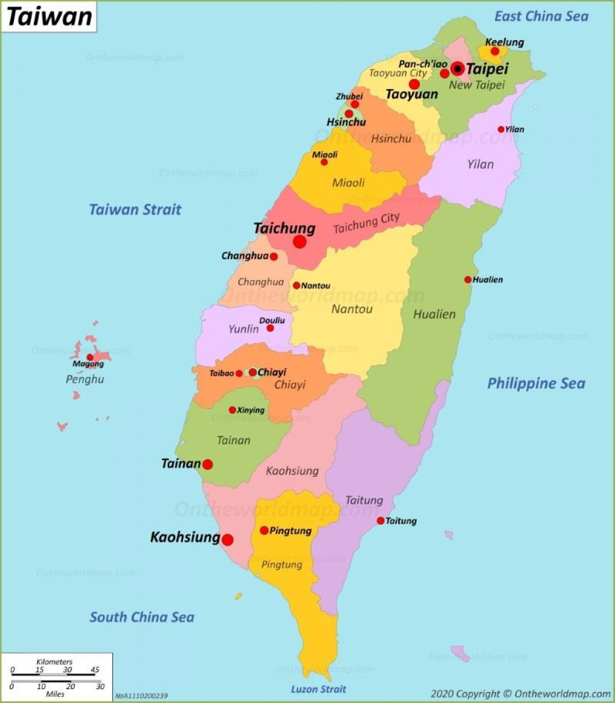 Taiwan hoofdstad kaart